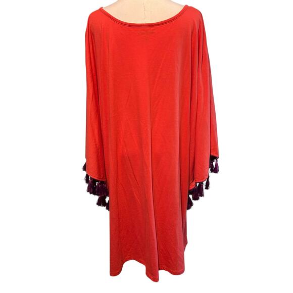 Roamans Top Poncho NWOT 3X 30/32 Embroidery Sequins Tassel Tie Art to Wear - Picture 9 of 9